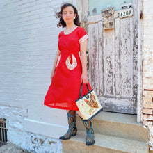 Load image into Gallery viewer, 30’s Red Dotted Swiss Dress

