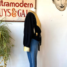 Load image into Gallery viewer, 1980’s Black &amp; Gold Belted Jacket
