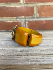 Two-Tone Yellow Gold Hinged Bakelite Bangle