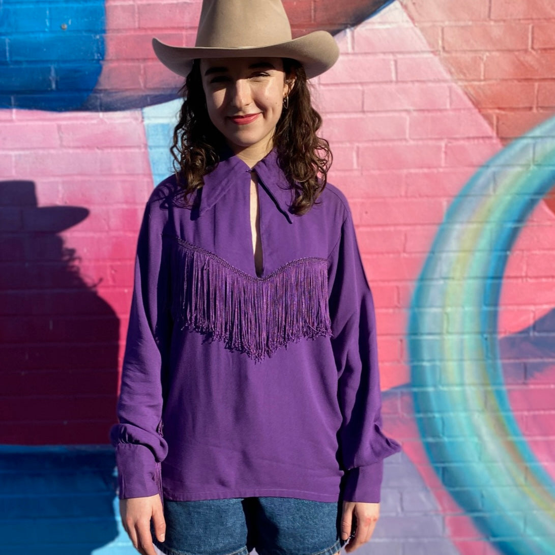 Purple Fringed Western Shirt