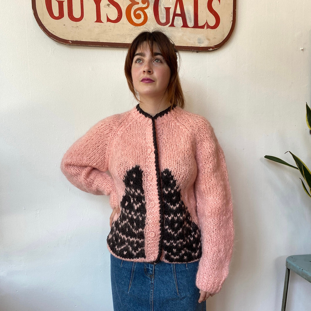 50’s Pink & Black Mohair Sweater