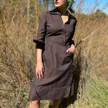 Load image into Gallery viewer, 40’s Brown Pinstripe Dress
