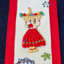 Load image into Gallery viewer, 50’s Navy Sweater w/Folk Dancers
