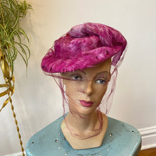 Load image into Gallery viewer, Purple Feathered Tilt Hat w/Netting
